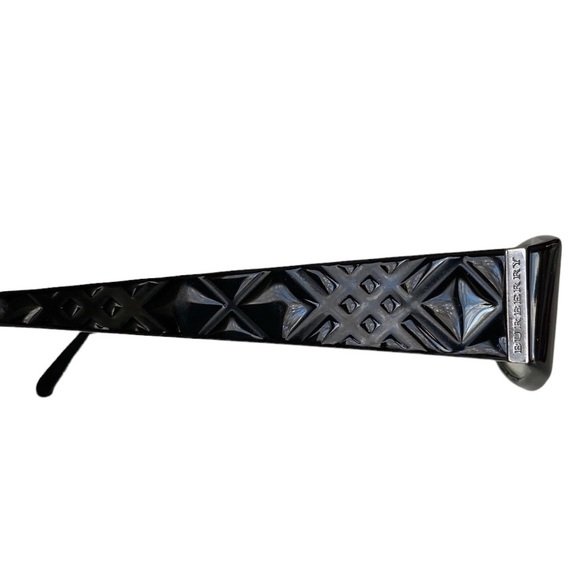 Burberry Black Rectangular Prescription Eyeglasses Geometric Quilted Design - Picture 7 of 11